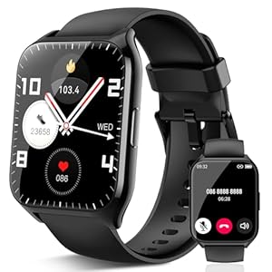 aycy Smartwatch Damen Herren, Fitnessuhr Damen mit Telefonfunktion 1.85" Zoll Touchscreen, IP68 Wasserdicht Smart Watch mit schrittzähler Schlafmonitor, Uhren Herren für Android iOS, Schwarz