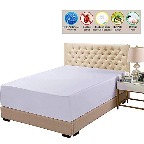 Preisvergleich Produktbild ABUKJM Matratzenbezug, Baumwolle Terry wasserdichte Spannbettlaken Matratzenschoner, Weiche, Anti-milde Weiße, Luftdurchlässige Matratze (White,Twin 39x75x14inch)
