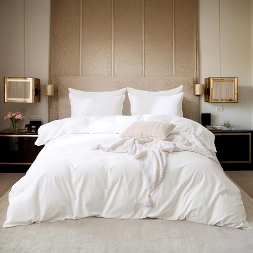 Parure de lit 100% coton lavé blanc cassé style hôtel de luxe - 7