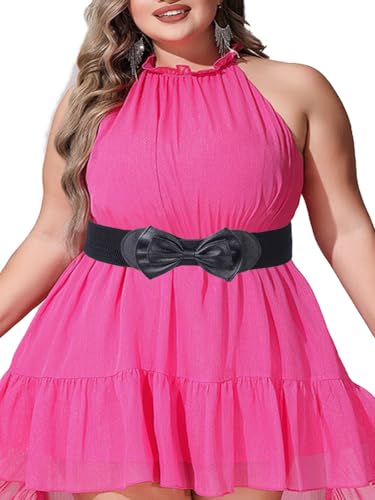 Abien Womens Stretchy Belt Wide Elastic Belts Bow Waist Belt Plus Size for Women Dress 5