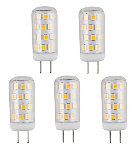 CBconcept UL Listed, 12 Volt G6.35 LED Light Bulb, 5 Pack, 3 Watt, Dimmable, 330 Lumen, Warm White 3000K, 360 degree Beam Angle, 35W Equivalent, JC BiPin Halogen Replacement Bulb