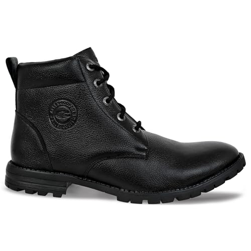 Image of Allen Cooper Genuine Premium Leather Luxury Memory Foam High-Top Boots Shoes For Men(ACCS-823,Black,Size-6,7,8,9,10,11)