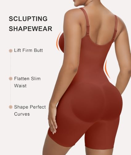 Image of SHAPERX Women's Shapewear Bodysuit Tummy Control Seamless Zip-Up Body Shaper Waist Defining Silhouette