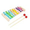 Geen slabbetje, xylofoon voor kinderen, muziekinstrument, met kinderbeveiliging, regenboogkleuren, speelgoed van hout…