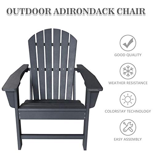 DAILYLIFE Plastic/Resin Classic Outdoor Adirondack Chair Polystyrene Weatherproof Lounge Chair for Porch Patio Deck Garden,Backyard & Lawn Furniture - Thumbnail 3