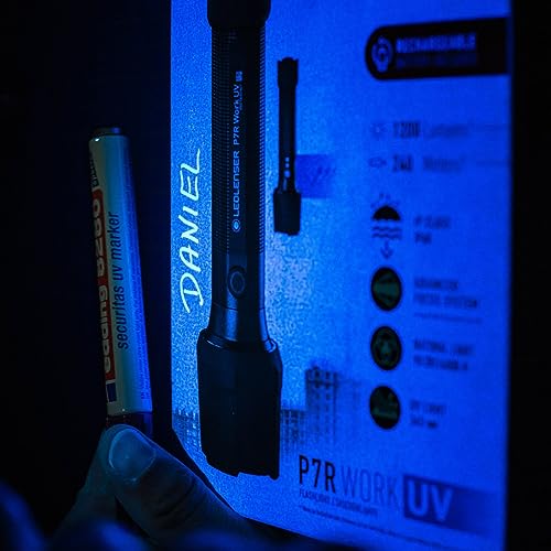 Ledlenser P7R Work - Torcia Led Ricaricabile Con Uv Ausiliaria, 1200 Lumen, Impermeabile, Antimacchia, 365 Nm, Professionale Per Fari, Batteria Fino A 60 Ore - 10