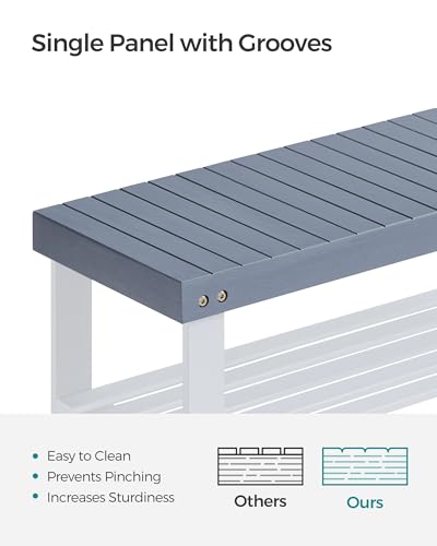 Image of SONGMICS Shoe Rack Bench, 3-Tier Bamboo Shoe Storage Organizer, Entryway Bench, Holds Up to 286 lb, 11.3 x 27.6 x 17.8 Inches, for Entryway Bathroom Bedroom, Grey ULBS04GY