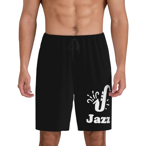 Jazz Music Pajama Shorts for Men, Men's Pajama Bottoms, Sleepwear for Summer