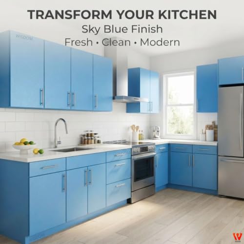 Image of WISDOM Frosty Blue Self Adhesive Wallpaper for Home & Furniture Peel and Stick Decorative Sticker, Easy to Clean & Durable for Kitchen Cabinets, Wardrobes, Tables & Smooth Surfaces (20x48 in)
