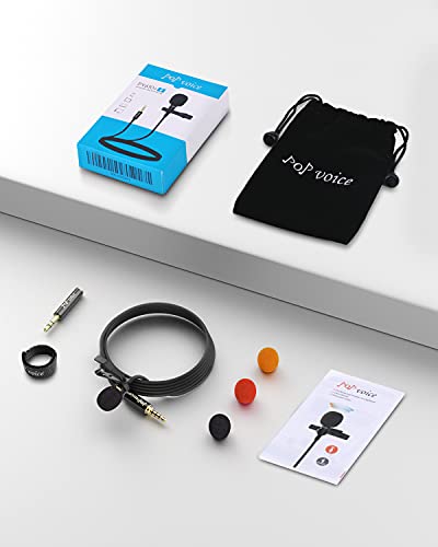 Pop Voice Upgraded Lavalier Lapel Microphone, Omnidirectional Condenser Mic For Apple Iphone Ipad Mac Android Smartphones, Youtube, Interview, Studio, Video, Recording,Noise Cancelling Mic #TOP6