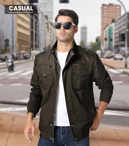 Eklentson CAFBAEKL-122-9931H-COFFEE-3XL Mens Windbreaker Black Army Jacket Black Coat Tactical Jacket Mens Coats Field Jackets Coffee 2Xl thumb #1