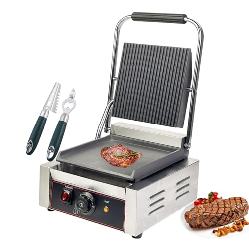 Commercial Sandwich Grill,Electric Sandwich Contact Grill Non-Stick Sandwich Press with 50-300? Temperature For Kitchen, Restaurant Use