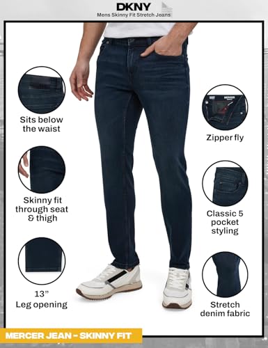 Image of DKNY Mercer Men's Skinny Jeans - Premium Stretch Denim Pants with Classic 5 Pocket Design | Skinny Fit Stretch Jeans for Men