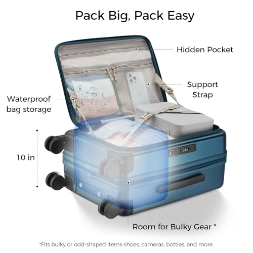 Image of Carry On Luggage Top Opening with Cup Holder & Phone Holder, Expandable PC Hard Shell Suitcase with USB Charging Port, Side Hook, 360 Spinner Wheels, TSA Lock & YKK Zippers