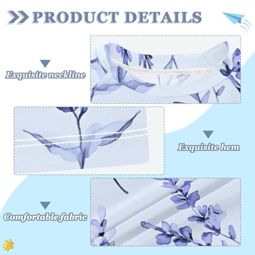 ALAZA Kids Rash Guard Girls Toddler Swim Shirts Short Sleeve Lavender Blue UPF 50+ 3T3