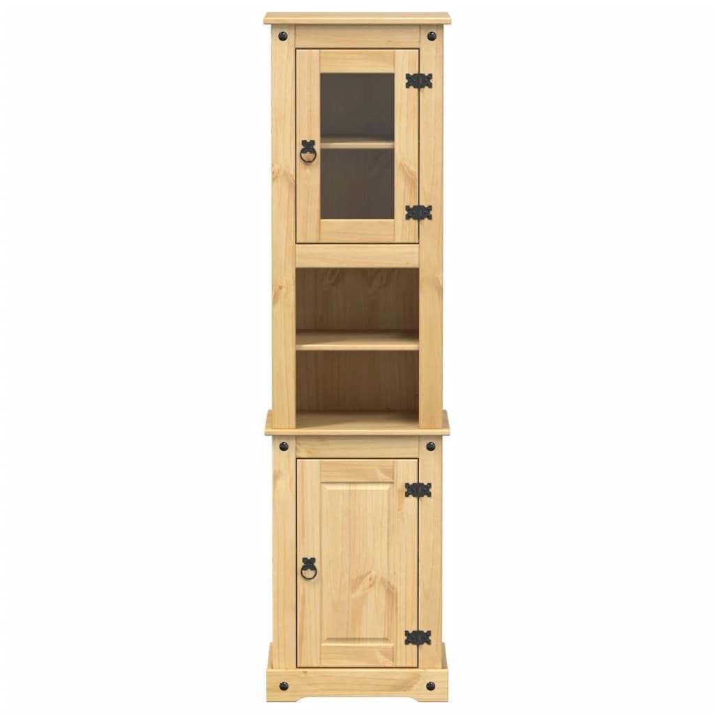 Armario de baño Corona 50 x 40 x 185 cm de madera maciza de pino con asas de metal y amplio espacio de almacenamiento para cuarto de baño
