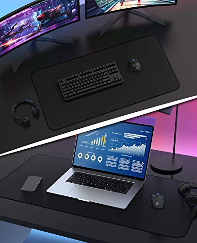 Gaming Mouse Pad UtechSmart Extended Large Mousepad with Superior Micro-Weave Cloth , Waterproof Keyboard Pad with Stitched Edges, Non-Slip Base, 31.5 x 15.7 inch, XXL, Black