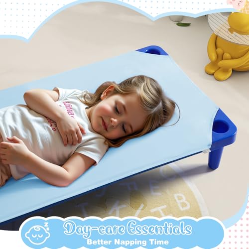 Image of Horbaunal 10 Pack Aqua Blue Cot Sheets for Daycare, 23 inch x 51 inch | Daycare Cot Sheets, Microfiber Fitted Cot Cover, for Preschool Kids Nap Time, Daycare Essentials