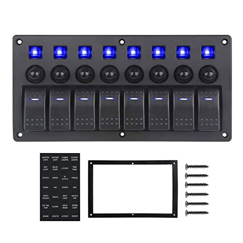 8 Gang Boat Rocker Switch Panel Marine Switch Panel Waterproof Marine Toggle Switches On/Off With Circuit Breaker For Car Rv Truck Automotive 12V-24V #TOP5