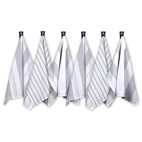 Homy Textiles Lot de 6 torchons de cuisine en coton recyclé durable 50 x 70 cm super absorbants après le premier lavage et séchage rapide (gris) Cover
