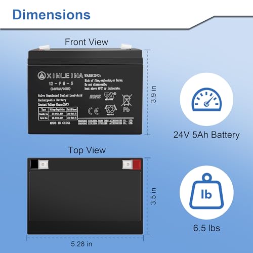 Image of ANPABO 24V 5Ah Battery for Ride On Toys, Rechargeable Pack, F2 Terminal
