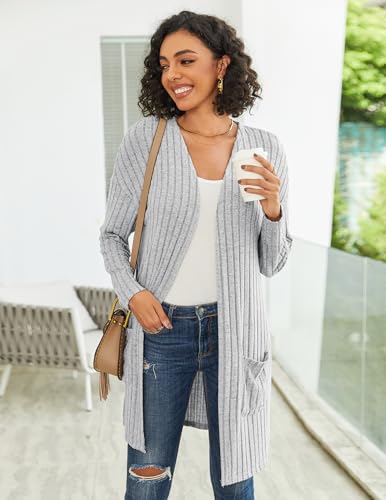 Womens Cardigan Sweater Lightweigh Long Sleeve Open Front Knit Oversized Cardigans with Pockets Trendy Spring Tops4