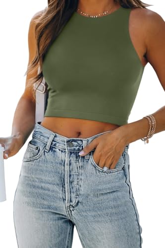 Image of EFAN Womens Sexy Sleeveless Double Lined Crop Tops Workout Cute Tight Racerback Tank Tops Summer Clothes Teen Girls 2025