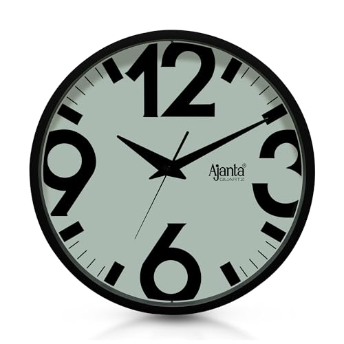 Image of Ajanta 2617-Black Wall Clock (12 Inch) - Silent Sweep Non-Ticking Movement - Stylish Modern Home Decor Clock for Living Room, Bedroom