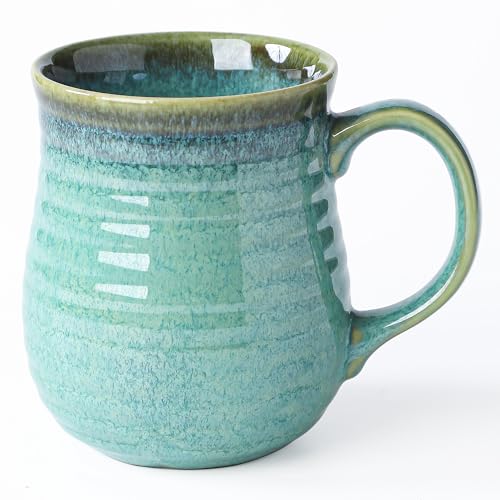 Taza de café grande de cerámica 23 oz color verde miniatura 1