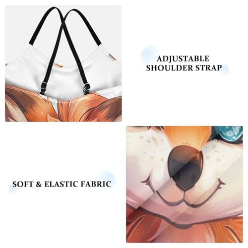 Girl Bathing Suits 3-10 Y Beach Apparel, Cute Cartoon Fox Flowers3