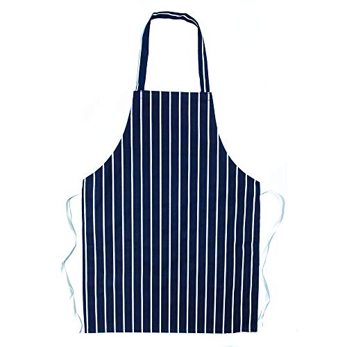 Children's Navy Butcher Stripe Cooking Apron (10-13yrs, Navy)