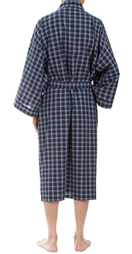 Leisureland Men's Plaid Robe, Woven Bathrobe2