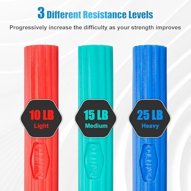 Flexible Resistance Bar for Physical Therapy, Resistance Exercise Twisting Bar for Tennis Elbow, Tendonitis Pain Relief & Grip Strength Trainer, Non-Slip 3 Resistance Levels
