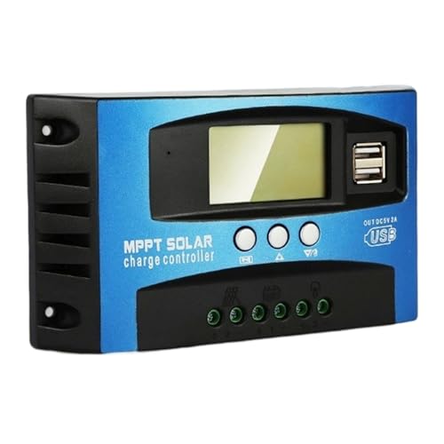Regulador solar MPPT de 100 A, 12 V/24 V, ajuste automático con pantalla LCD y puertos USB, controlador solar MPPT