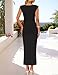 ZESICA Women's 2025 Summer Mock Neck Casual Bodycon Dress Cap Sleeve Elegant Cocktail Party Long Midi Dresses,Black,Medium
