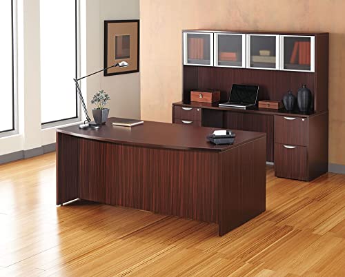 Alera Ale Valencia Bow Front Desk Shell, 71W X 35 1/2D To 41 3/8D X 29 5/8H, Mahogany #TOP1
