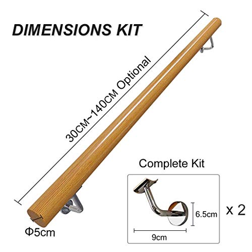 Rampe d'escalier 90 cm ultra robuste kit complet de support bois massif charge 200 kg
