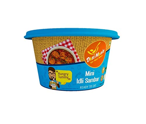 Desi Mealz Ready to Eat Cup Idli Sambar Instant Healthy Breakfast – Indian,Tasty and Healthy Ready to Eat Food Products, Best Travel Food Each 70gm (Mini Idli Sambar, Pack of 3)