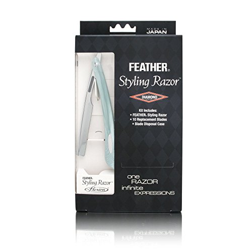 Jatai Feather Jade Flexion Styling Razor 3 Piece Set Includes: Styling Razor + 10 Replacement Blades + Blade Disposal Case