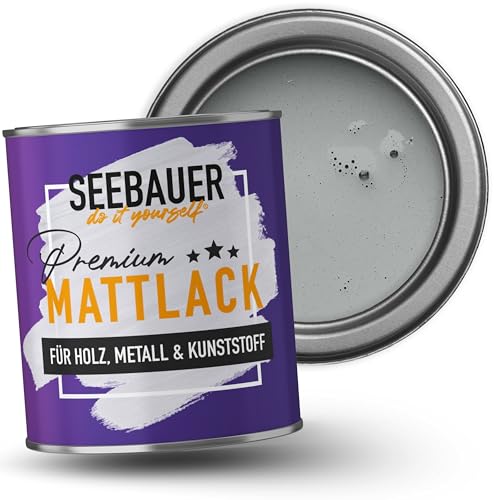 SEEBAUER diy Mattlack Grau 750ml für Innen & Außen (No. 240 Graphite Grey) Möbelfarbe ohne Schleifen - Hybrid-Lack für Holz, Metall, Kunststoff - Holzlack, Möbellack hohe Deckkraft