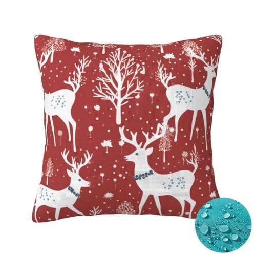 Outdoor Kissen Wetterfest 2 Stück Rot Kissenbezug 60x60cm, Sommer Gartenkissen Deko Outdoor Sitzkissen Wetterfest, Kissenbezüge Weihnachten...