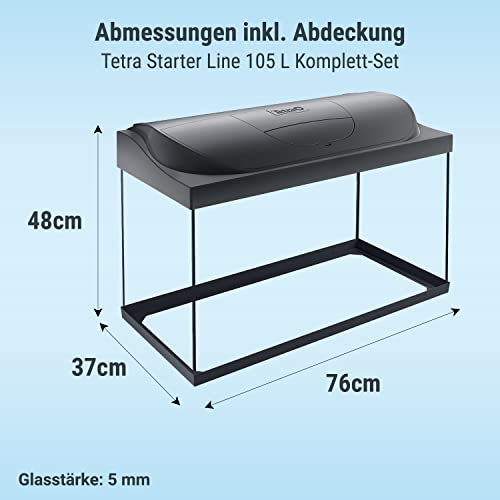 Tetra Starter Line 105 L Aquarium Komplett-Set - inkl. Tag- & Nachtlicht LED-Beleuchtung, Innenfilter, Heizer, Fischfutter und Wasseraufbereiter