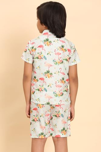 Image of Boys Printed Casual Shirt Short Sleeve Button Down Beach Shirt for Kids