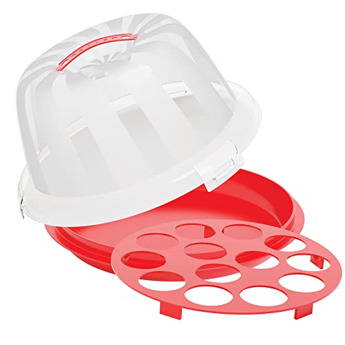Houzzkingz Usa Cake Cupcake Carrier With Lid And Handle | 9 Inch Round Cake Container Holder With Dome Cover | Plastic Pie Carrier Cake Storage Container thumb #8