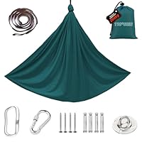Yoga-Set, Yoga-Zubehör,Hängematte 280 x 150 cm, 200 kg Belastung,inkl. Kompletter Installationshardware (Dunkelgrün2)