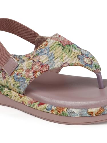 Image of SilverArrow womens Aloura Fashion Sandals|Floral Printed Platform Sandals|Casual Wear