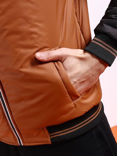 Image of The Indian Garage Co Men Regular Fit Colourblocked Bomber Jackets