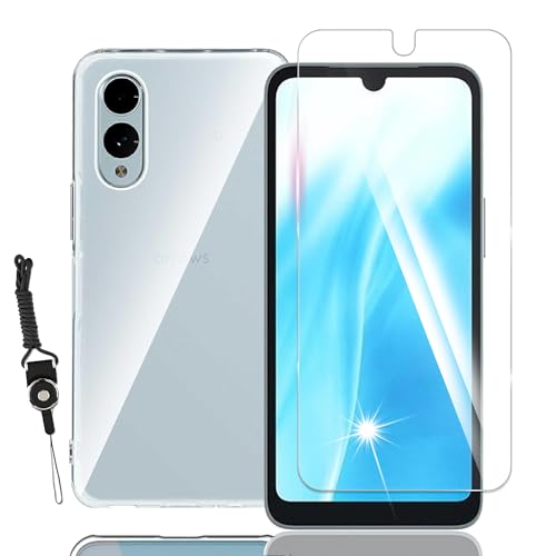 【Awubaige】For Arrows We2 用の ガラスフィルム + For Arrows We2 用の ケース クリア For We2 F-52E 用の フィルム 耐衝撃 硬度9H 全面保護 保護フィルム 飛散防止 For アローズ We2 用の