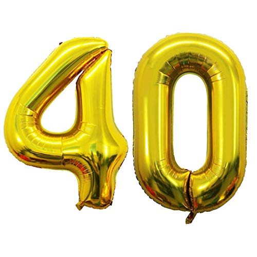 Image of Atpata Funky 40 Number Golden Foil Balloon 40 inch Size Birthday Decoration Items | Happy Birthday Decoration Kit | 40th Year Birthday Party Anniversary Wedding Decorations