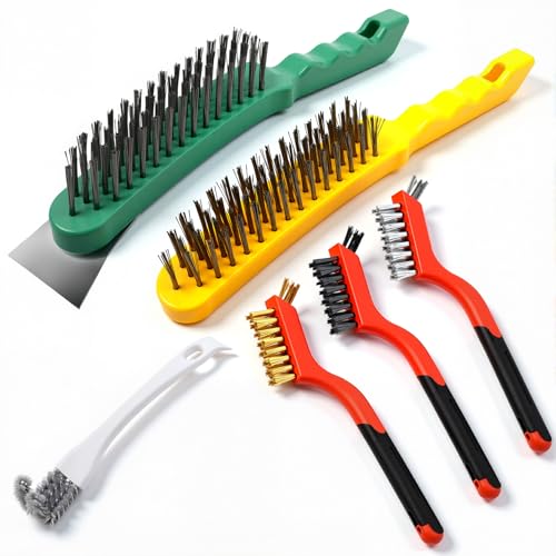 6-Piece Heavy-Duty Stainless Steel Wire Brush Set Scraper &